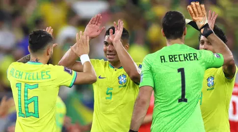 שחקני ברזיל מרוצים (רויטרס)